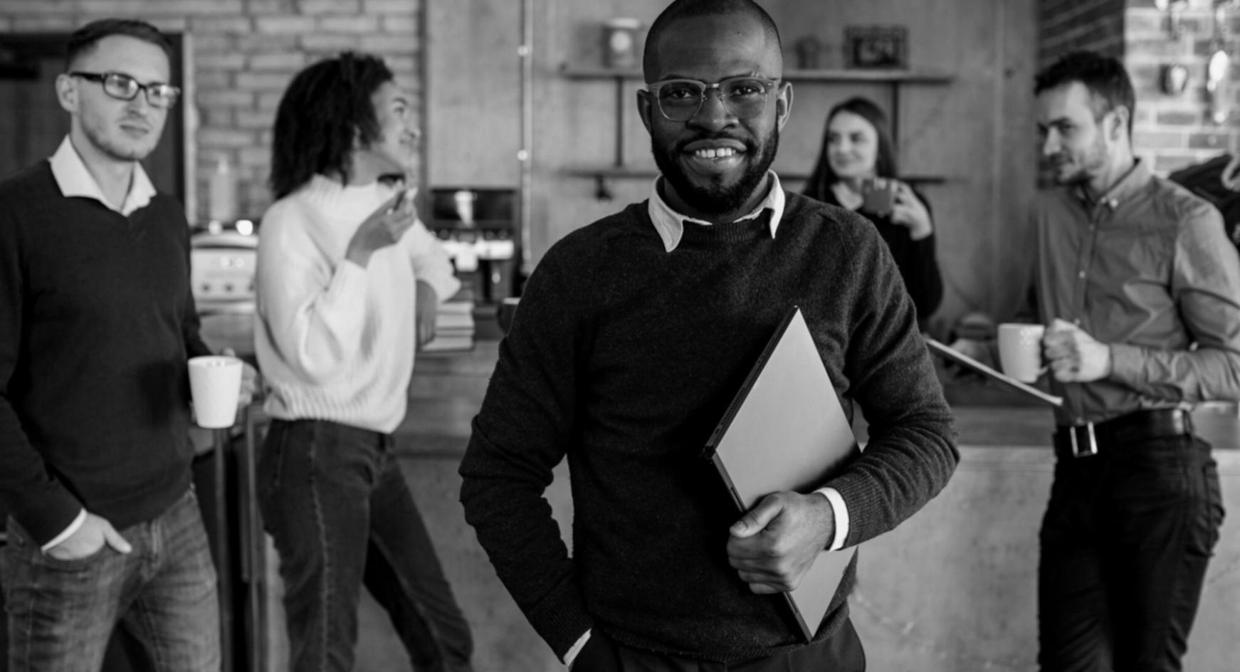 Business team analyzing event investment returns